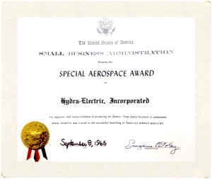Aerospace award for Hydra-Electric