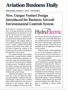 Aviation Business Daily article about Hydra's latest sensor design